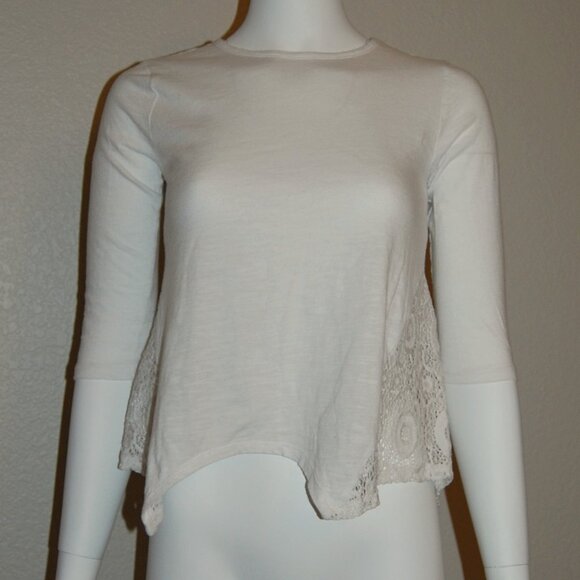 Me.n.u Girls, Juniors Size L (Bust: 33") Shirt, 3/4 Sleeve, Crochet Details - Picture 7 of 8